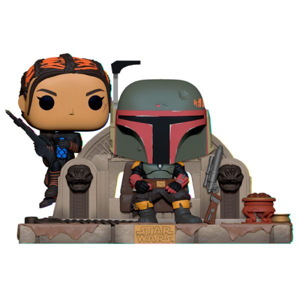 funko de boba fett y fennec en el trono