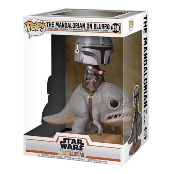 muñeco FUNKO POP The Mandalorian Montando en Blurrg 358